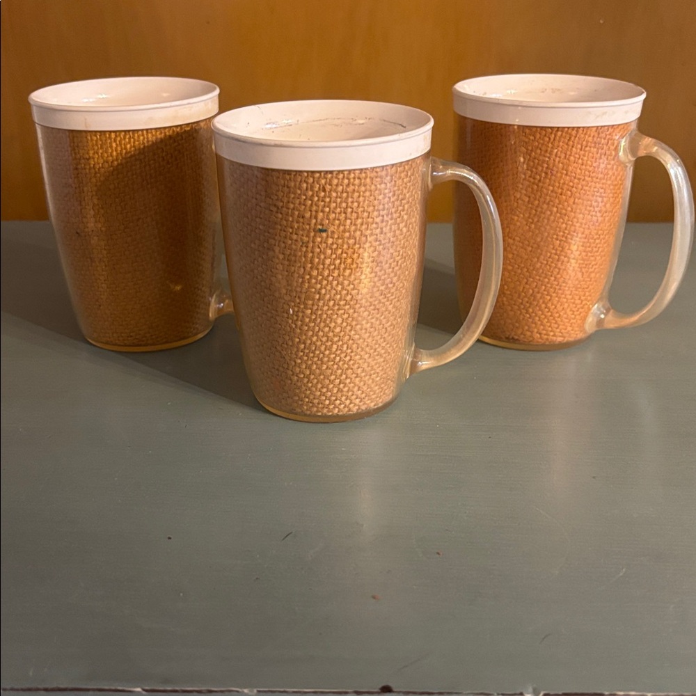vintage clear mugs with unique interior